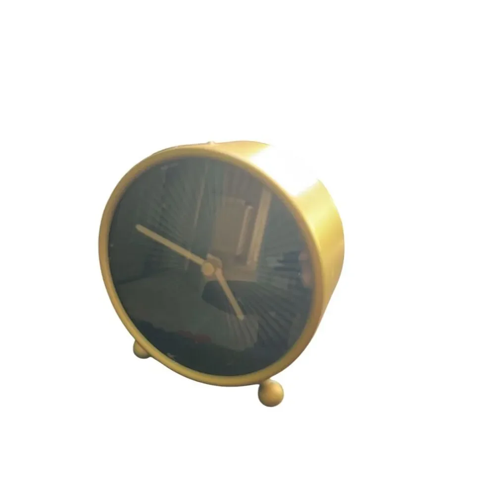 IKEA Snofsa Gold Sunburst Analog Desk Clock Silent Quartz Movement